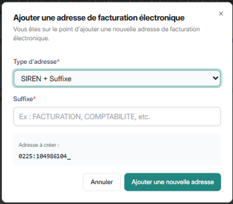 Choix du type d'adresse