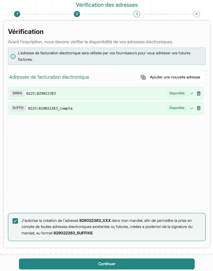 Liste des adresses