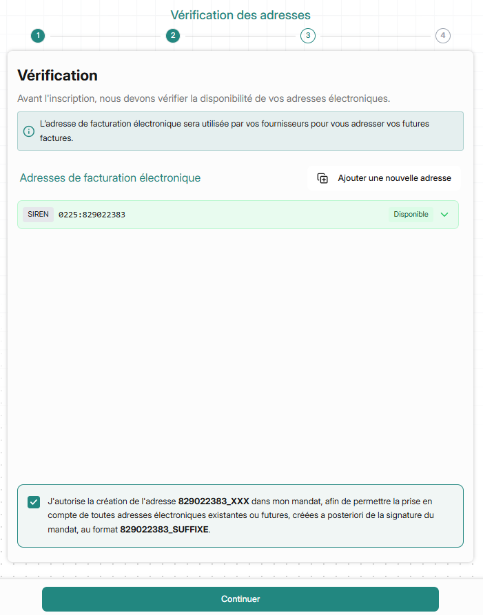 Vérification des adresses